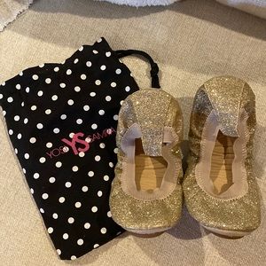 Yosi Samra Gold Ballet Flats